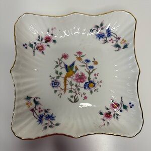 VTG Bird of Paradise Porcelain Bone China Scalloped Trinket Dish